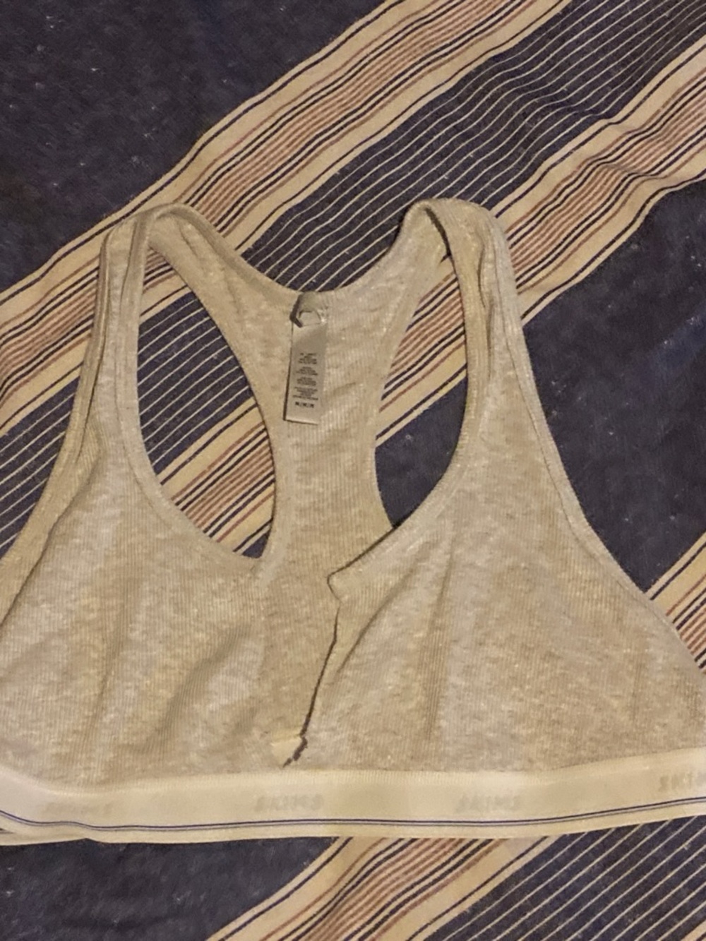 Skims women Gray Ribbed slit middle  Bralette size medium